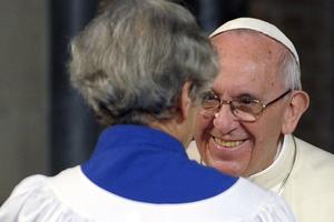 Pope Francis visits All Saints Anglican Church on Feb. 26, 2017, in Rome.