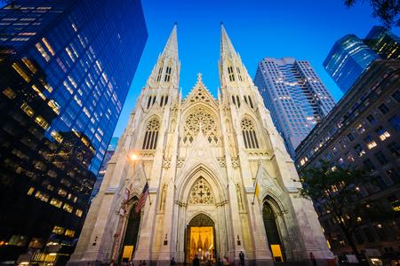 St. Patrick's Cathedral at night in Manhattan, New York