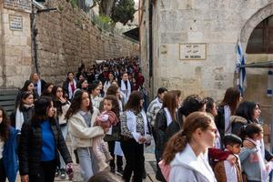 On Friday, Feb. 23, 2024, approximately 1,000 children and youth from Christian schools in Jerusalem walked the Via Dolorosa in the Old City, offering prayers for peace. The crowd brought life to the streets of the Holy City for the first time since the outbreak of the Israel-Hamas war last October.