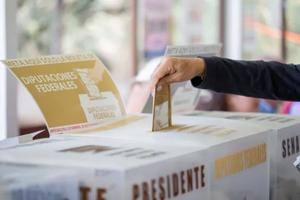 Casting a ballot. 