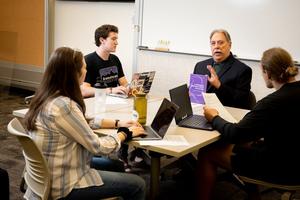 Dr. Charles P. Nemeth, director of the Center for Criminal Justice, Law, & Ethics engaging with students at Franciscan University of Steubenville