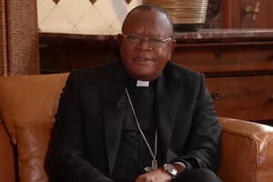 A screenshot of Fridolin Cardinal Ambongo during the March 17 interview with KTO.