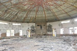 St. Paul's Church, in Imphal, capital of Manipur state, after the church was set on fire in 2023.