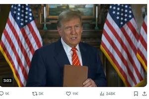 Donald Trump touts the ‘God Bless the USA Bible’ in a video March 27.