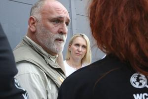 Chef José Andrés discussing the delivery of aid to Ukraine in 2022.