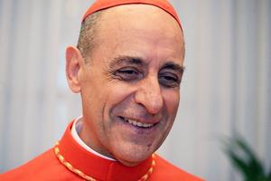 Cardinal Victor Manuel Fernández attends a courtesy visit of relatives following a Sept. 30, 2023, consistory for the creation of 21 new cardinals at the Vatican.