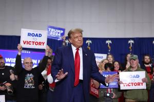 Former President Donald Trump arrives for a rally on April 2 in Green Bay, Wisconsin. 