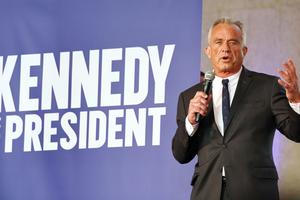 Independent presidential candidate Robert F. Kennedy Jr. speaks at a Cesar Chavez Day event at Union Station on March 30, 2024 in Los Angeles, California. 
