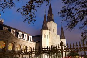 The St. Louis Cathedral, the oldest Catholic cathedral in continual use in the United States, on April 9, 2020, in New Orleans.