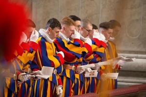 New Swiss Guards prepare to be sworn in on May 6 at the Vatican.