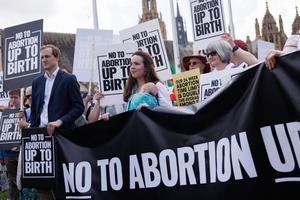 Representatives from the whole pro-life movement and their supporters gather to demonstrate in Parliament Square on May 15, 2024 in London, England. 