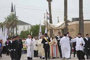 The Corpus Christi procession proceeds through Houston on June 2.