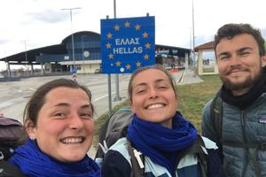 The sisters Madeleine and Marie-Liesse together with Louis Antona at the entrance of Greece. The three young people covered the distance from Paris to Jerusalem on foot, arriving in mid-May 2024. “I needed to walk 4,500 kilometers to understand that Jesus is not just in Jerusalem, but was by my side every step of the way,” Antona told CNA.