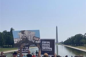 Students and pro-life advocates gather at the Lincoln Memorial for a rally commemorating the second anniversary of the overturning of Roe v. Wade on June 22, 2024.