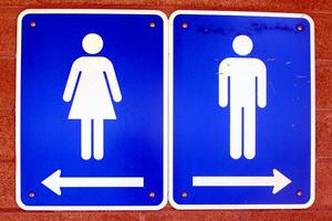 L to R: Female and male bathroom signs