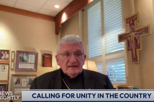 Bishop David Zubik of Pittsburgh speaks with anchor Tracy Sabol on “EWTN News Nightly” on July 15, 2024, about the attempted assassination of former president Donald Trump.