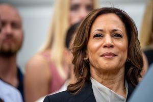  U.S. Vice President Kamala Harris attends an NCAA championship teams celebration on the South Lawn of the White House on July 22 in Washington.