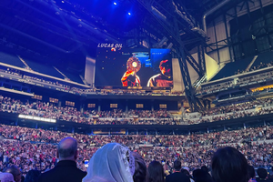 Adoration, as captured on screen, underway at the National Eucharistic Congress