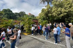 Voters gather around a voting center in Caracas, Venezuela, on July 28.