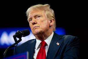 Republican presidential nominee former President Donald Trump speaks to attendees during his campaign rally at the Bojangles Coliseum on July 24, 2024 in Charlotte, North Carolina. 
