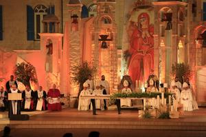 An estimated 7,000 people gathered to celebrate the beatification of Patriarch Estephan Douaihy on Aug. 2, 2024, in Bkerké, Lebanon.