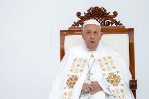 Pope Francis celebrates a Papal Mass at Gelora Bung Karno Stadium in Jakarta on Thursday, Sept. 5, 2024.