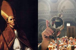 St. Januarius and the miracle of the liquefaction of his blood contained in a relic.