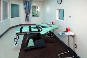 The lethal injection room at California's San Quentin State Prison.