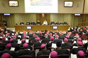 Pope Francis attends the opening session of the Synod on the Family at the Vatican’s Synod Hall on Oct. 5, 2015, 12 days before delivering his landmark address announcing the Synod on Synodality.