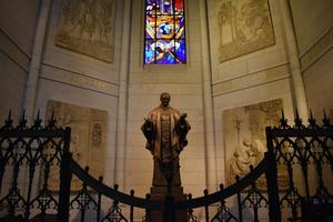  Sculpture of St. Josemaría Escrivá, founder of Opus Dei, in the interior of Almudena Cathedral in Madrid