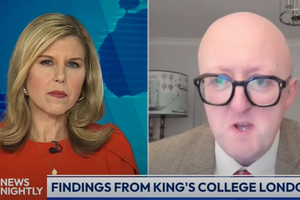 English Catholic anti-euthanasia campaigner Matthew Schellhorn talks with “EWTN News Nightly” anchor Tracy Sabol on Oct. 14, 2024.