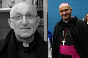 Bishop Dominique Rey (left), and Coadjutor Bishop François Touvet of Fréjus-Toulon, France.
