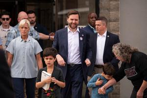 Vice President-elect UJD Vance walked out of a polling place with his family after voting on November 5, 2024 in Cincinnati, Ohio. 