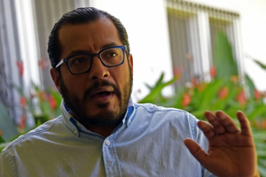 Nicaraguan academic and political activist Felix Maradiaga speaks during an interview with AFP in Managua on Feb. 11, 2021. 
