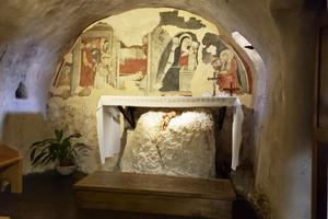 The cave in Greccio where St. Francis made the first Nativity scene.