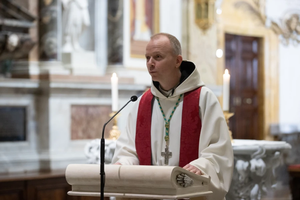 Bishop Erik Varden, OCSO, of the Catholic Territorial Prelature of Trondheim, Norway, at the vespers at Santa Maria dell’Anima in Rome.
