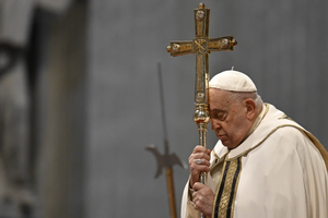 Pope Francis prays during Mass on the Solemnity of the Epiphany on Jan. 6, 2025, in St. Peter’s Basilica at the Vatican.