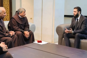 Father Ibrahim Faltas, vice custodian of the Holy Land, meets with Ahmed Al-Sharaa, the head of Syria’s new administration, in Damascus.