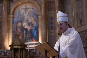 Jesuit Cardinal Gianfranco Ghirlanda takes possession of his titular church in Rome, the Church of the Gesù, on Dec. 8, 2022.