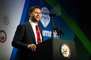 U.S. Vice President JD Vance addresses the International Religious Freedom Summit in Washington, D.C., on Feb. 5, 2025.