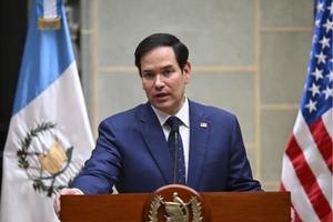 U.S. Secretary of State Marco Rubio talks to the media during a joint news conference with Guatemala’s President Bernardo Arevalo at the Culture Palace in Guatemala City on Feb. 5, 2025. | Credit: