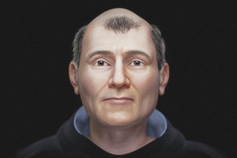 Recreation of St. Thomas Aquinas from 3D imaging using the saint’s skull.