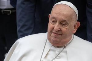 Pope Francis is seen during his weekly general audience on Feb. 12, 2025.