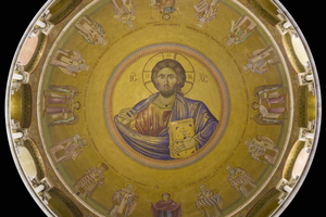 Dome of the Church of the Holy Sepulchre in Jerusalem, featuring Christ Pantocrator.