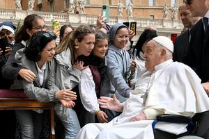 Pope Francis greets faithful at the end of Palm Sunday Mass at St. Peter's Square at The Vatican on April 13, 2025 in Vatican City, Vatican. 