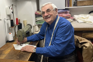 Raniero Mancinelli in his workshop on Via Borgo Pio in Rome.
