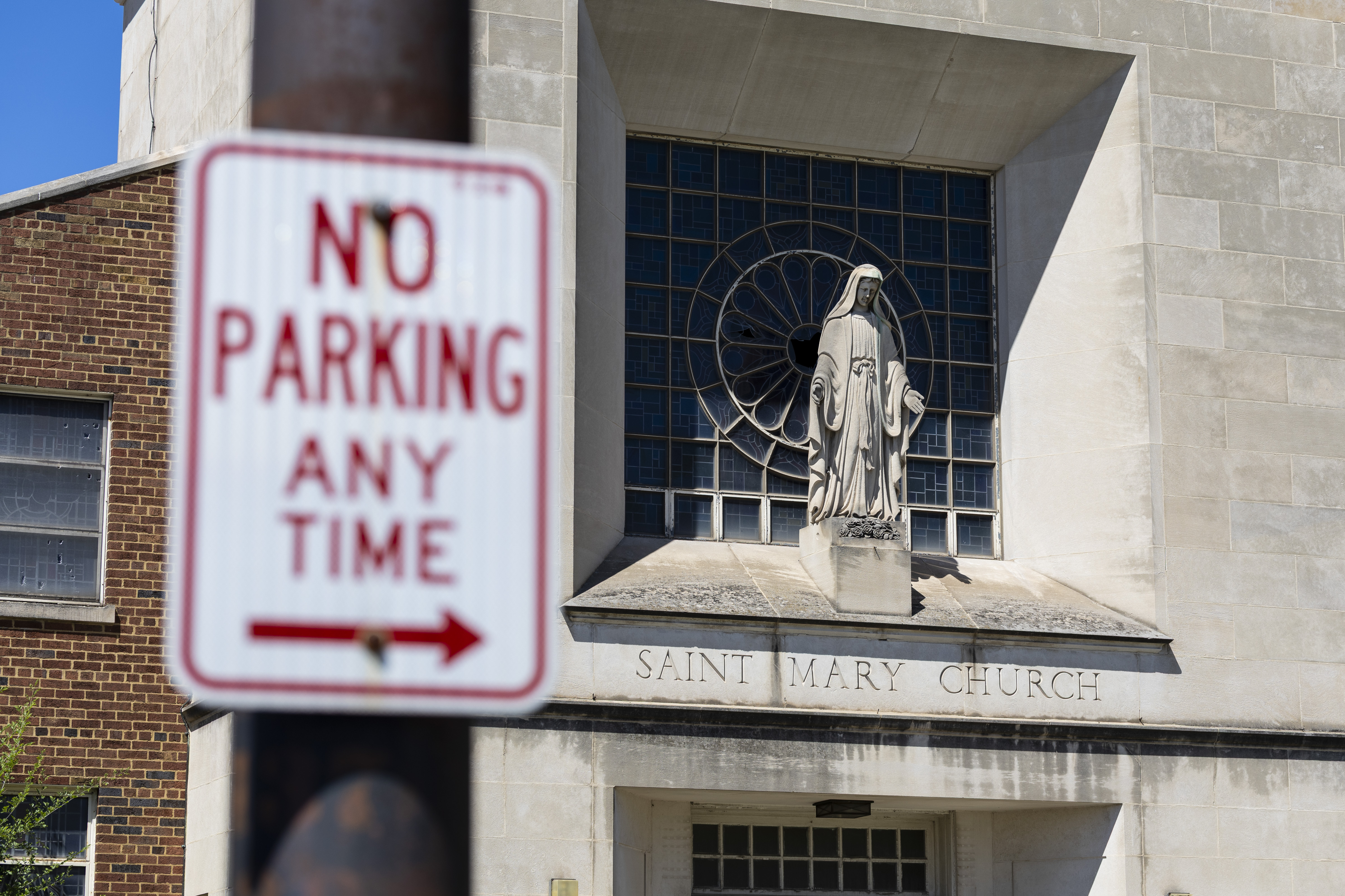 Pictured May 9, 2025, St. Mary’s Church in the Riverdale neighborhood was the childhood church of Pope Leo XIV, and saw its final mass in 2012.