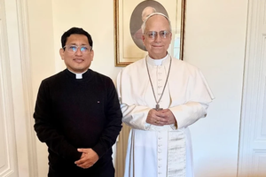 Pope Leo XIV with his friend Father Hugo Gabriel Sánchez on May 12, 2025, at the Vatican.
