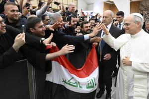 Pope Leo XIV meets with participants in the Jubilee of Eastern Churches during an audience at the Paul VI Hall on May 14, 2025 in Vatican City, Vatican. 