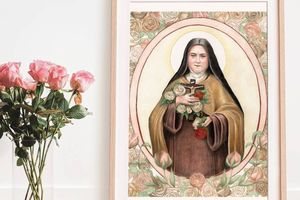 Original commissioned colored pencil piece, ‘St. Therese, The Little Flower’